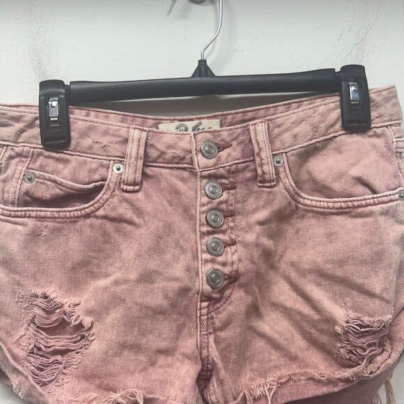 We the Free women’s Romeo blush Rolled Denim button fly Cutoffs size 26 - Picture 4 of 10